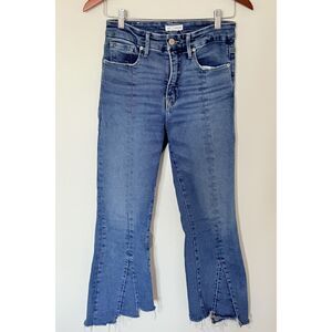 Good American Indigo Flared Raw Hem Crop Jeans Sz 4/27